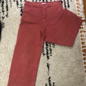 LOFT high waisted, wide leg, cropped trouser in ‘watermelon’